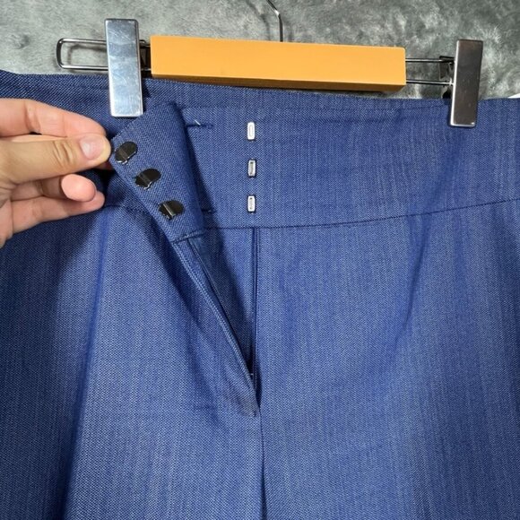Tahari Arthur Levine Pants Womens Size 14 Blue Wide Legs Career Textured Stretch - Picture 3 of 9